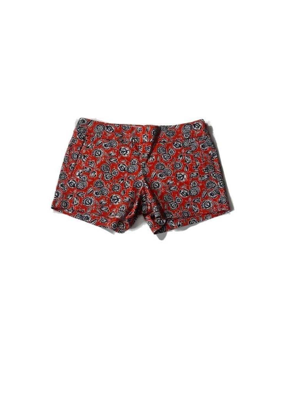J.Crew Stretch Chino Shorts Red and Blue Floral Print Women's Size 2
